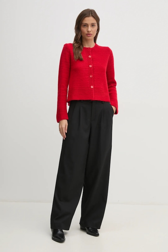 Sisley kardigan z domieszką wełny 1176M500N czerwony AW24