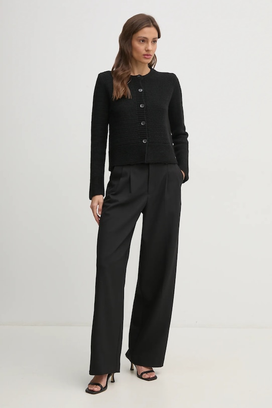 Kardigan s primjesom vune Sisley 1176M500N crna AW24