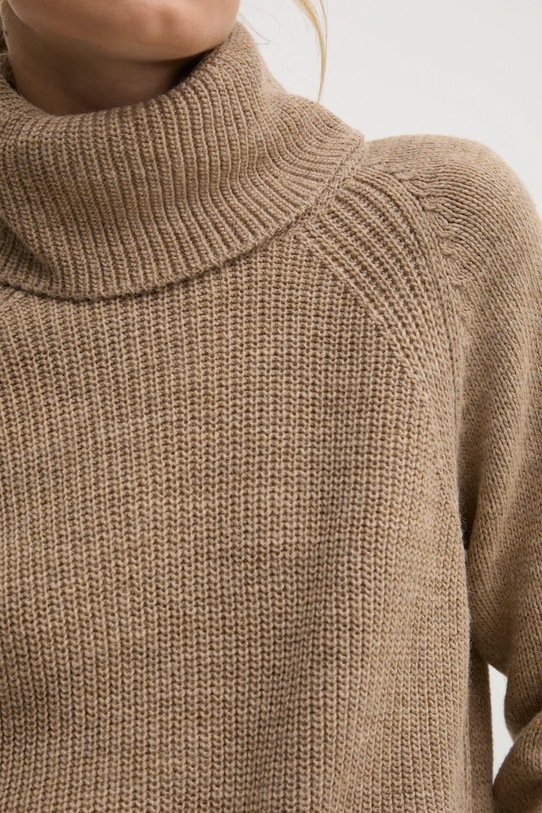 Svetr z vlněné směsi Sisley 1276M2022 béžová