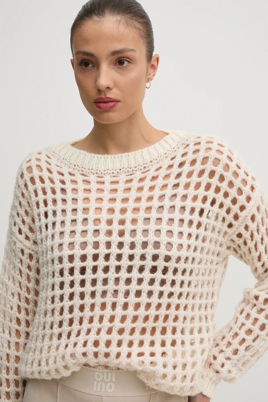 Sisley pulover din amestec de lana bej 116QM105V