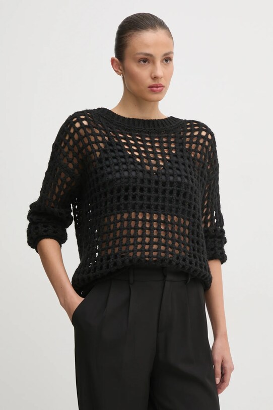 Sisley pulover din amestec de lana grosime medie negru 116QM105V