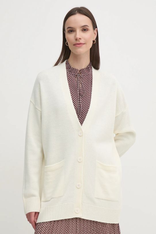 Sisley cardigan din lana uni bej 122NM602E