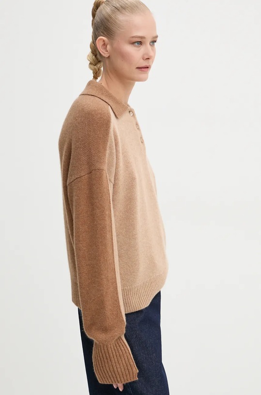 Pulover od kašmira AERON smeđa PU268548