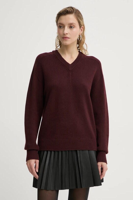 A.L.C. sweter kaszmirowy Calven szpic bordowy 7SWPO01027
