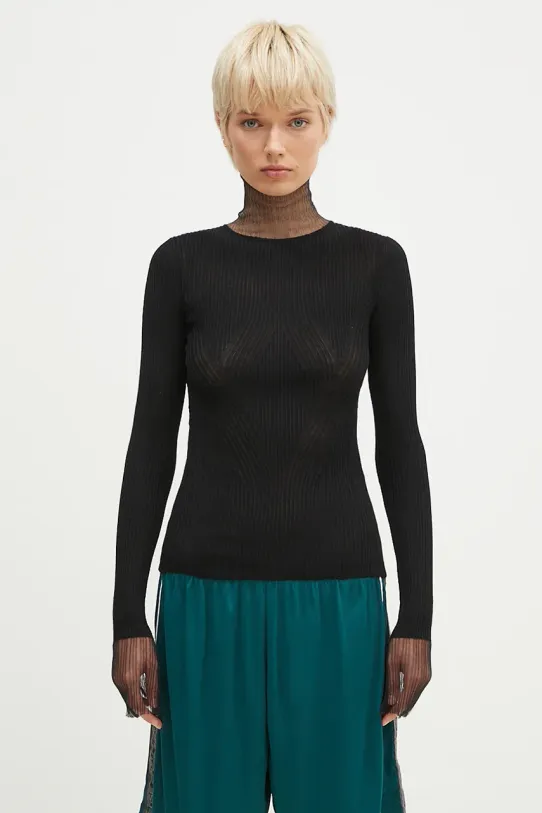 Vlněný svetr Sportmax Derris hladký černá 2422366052600