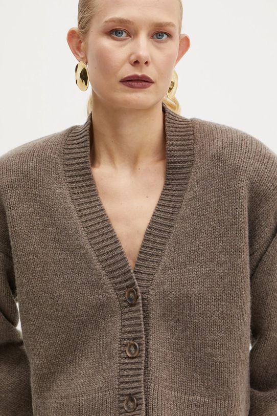 La Mania kardigan wełniany MARI brązowy LM.MARI
