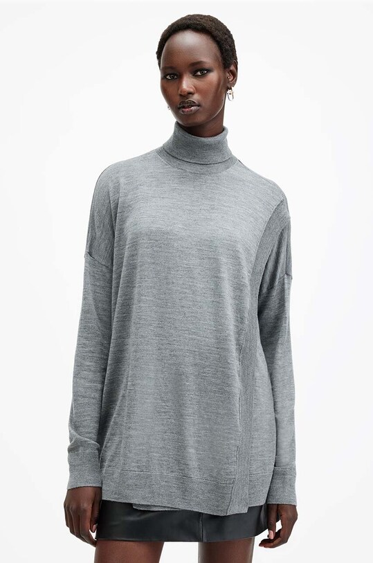 Вовняний светр AllSaints BERN WRAP JUMPER вовна сірий W028KB