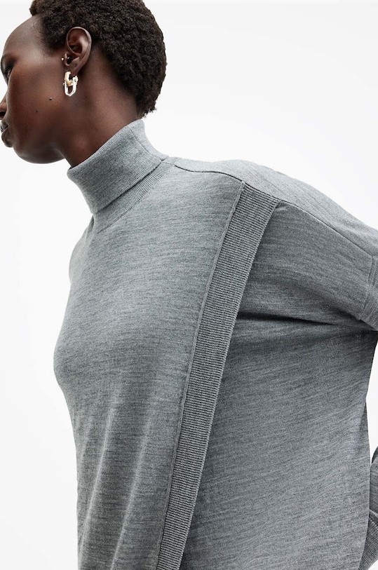Vlněný svetr AllSaints BERN WRAP JUMPER W028KB šedá AW24