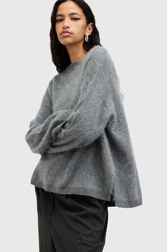 AllSaints pulover de casmir REBEL CREW NECK grosime medie gri W117KB