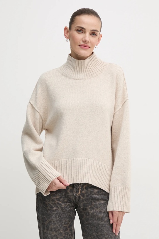 OUI sweter z domieszką wełny beżowy 89932