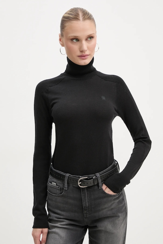 Vuneni pulover G-Star bez uzorka crna D25510.D847