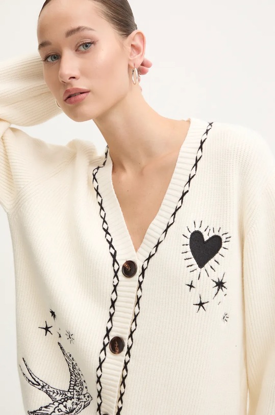 Never Fully Dressed kardigan Mystical Tattoo Cardigan beżowy NFDKN1430