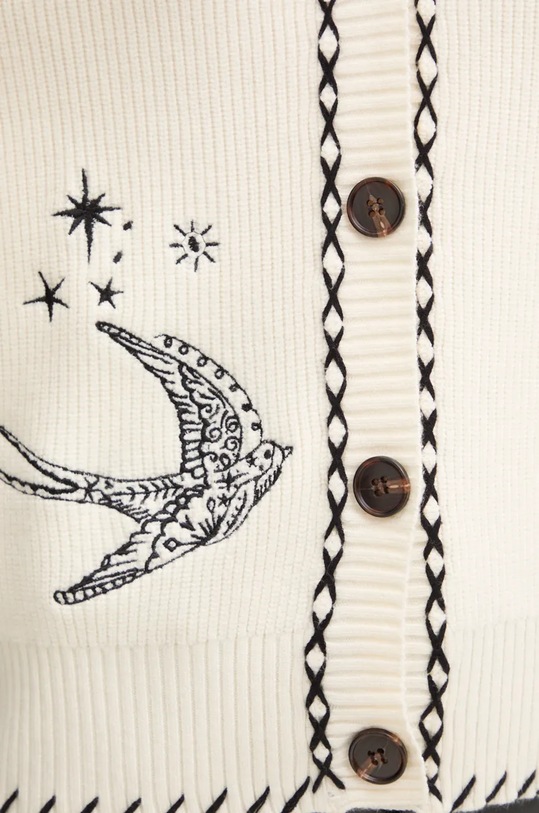 Never Fully Dressed kardigan Mystical Tattoo Cardigan NFDKN1430 beżowy