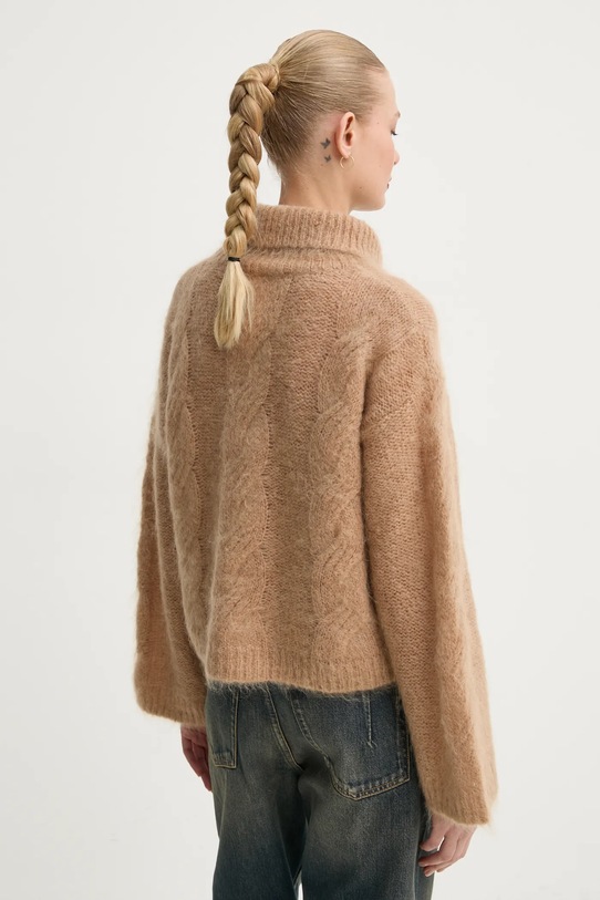 Odzież Stand Studio sweter wełniany Britt Polo 66358.8712 brązowy