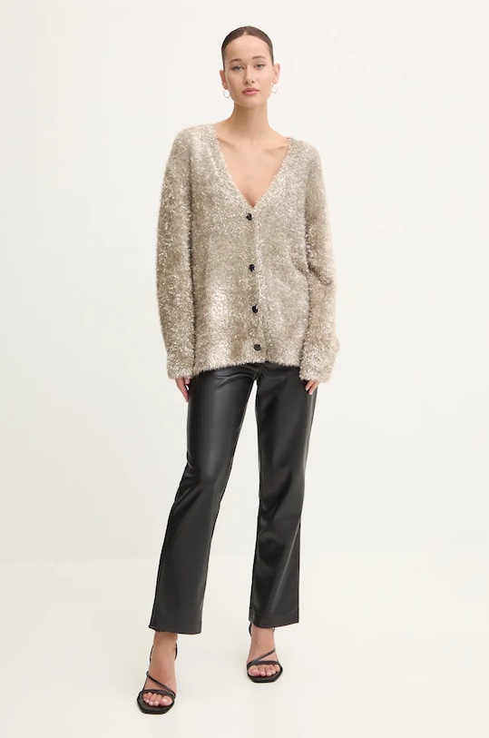 Kardigan Never Fully Dressed Metallic Cardigan NFDKN457 šedá AW24