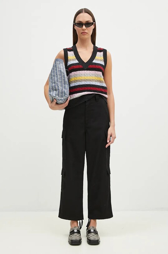 GANNI kamizelka wełniana Logo Wool Mix Vest multicolor K2286