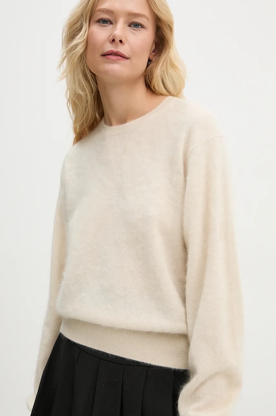 By Malene Birger sweter kaszmirowy MANTEA okrągły beżowy Q72552003