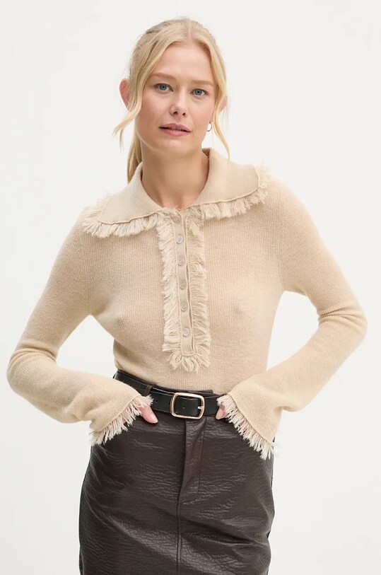 By Malene Birger pulover de lână DREELE subtiri bej Q72553002