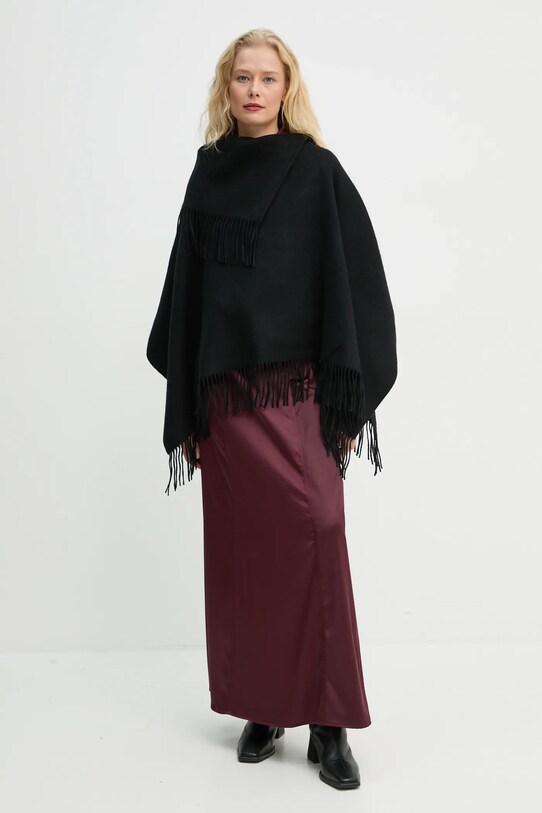By Malene Birger poncho de lana TURTMA Q70455023Z negru AW24