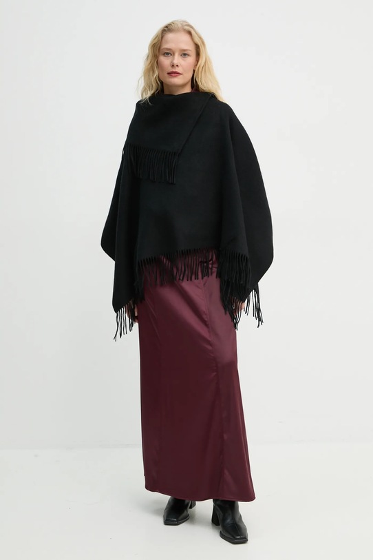 By Malene Birger poncho wełniane TURTMA Q70455023Z czarny AW24