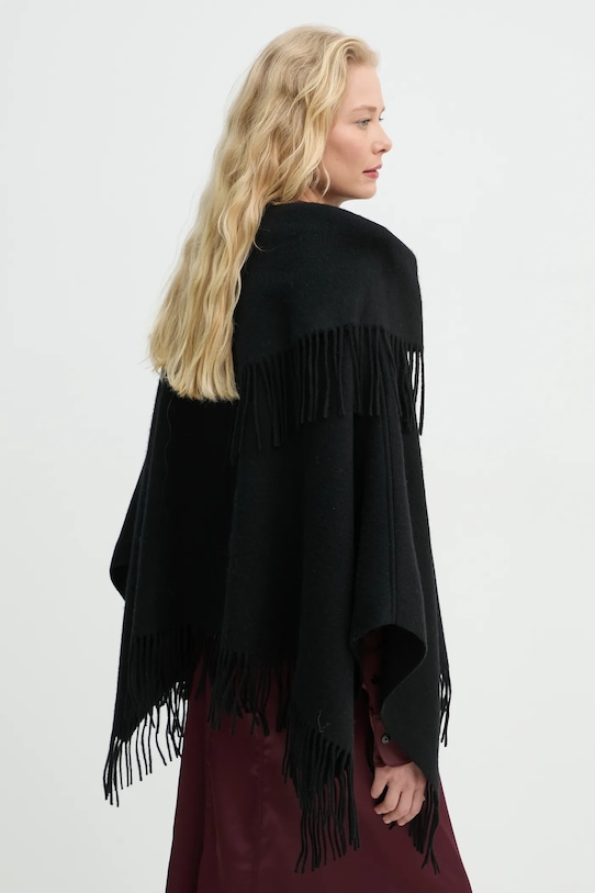 Odzież By Malene Birger poncho wełniane TURTMA Q70455023Z czarny