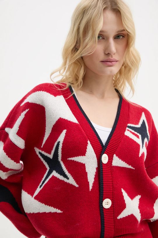 Шерстяной кардиган G-Star красный D25730.D939