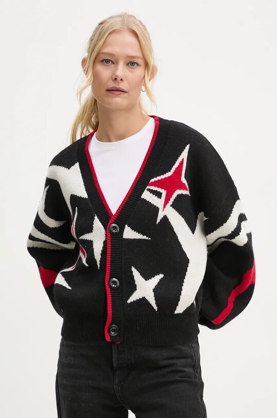 G-Star cardigan din lână cu modele negru D25730.D939