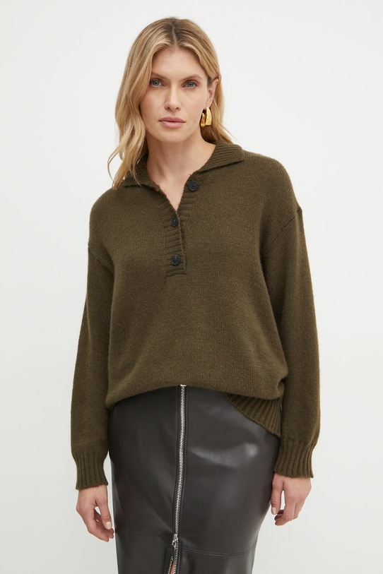 Светр з домішкою вовни Weekend Max Mara з додаванням вовни зелений 2425366013600