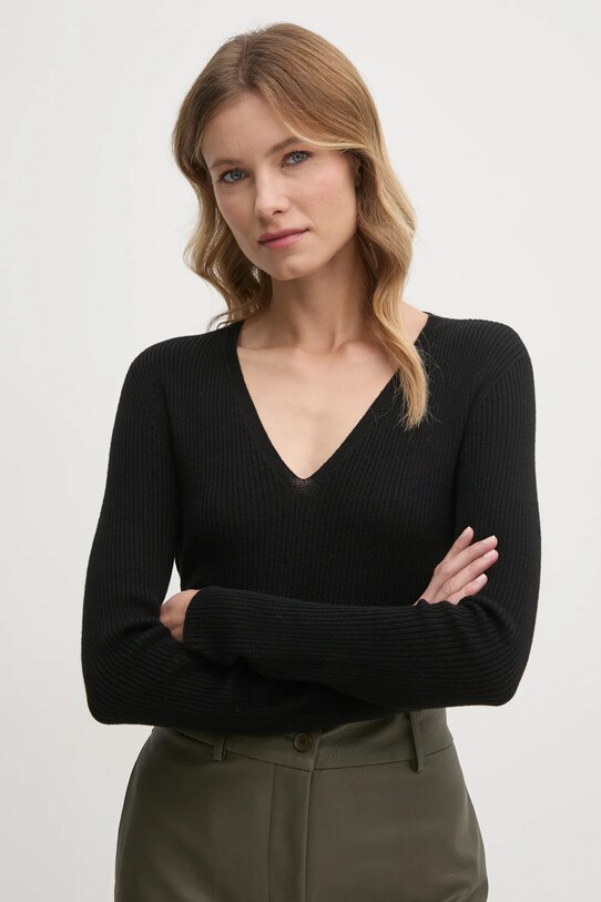 Sandro Ferrone pulover de lana negru SFS69YBEQUATTRO