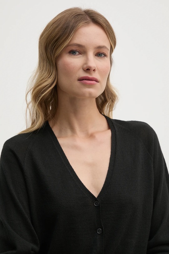 Вовняний кардиган Sandro Ferrone чорний SFS69YBEQUOTA