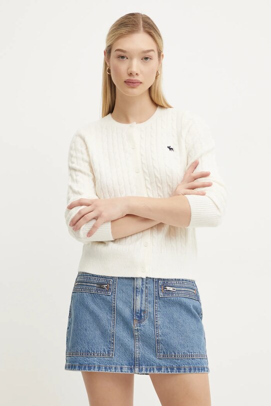 Abercrombie & Fitch kardigan z domieszką wełny z domieszką wełny beżowy KI150.4294.178