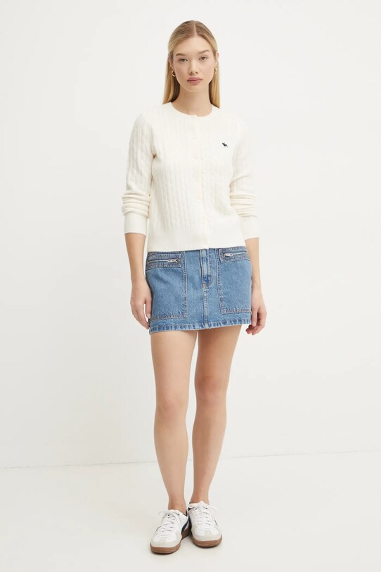 Abercrombie & Fitch kardigan z domieszką wełny KI150.4294.178 beżowy AW24