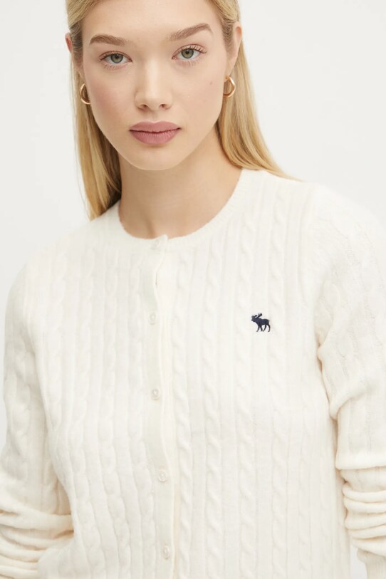 Abercrombie & Fitch kardigan z domieszką wełny beżowy KI150.4294.178