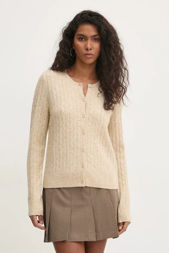 Abercrombie & Fitch kardigan z domieszką wełny z domieszką wełny beżowy KI150.4294.415