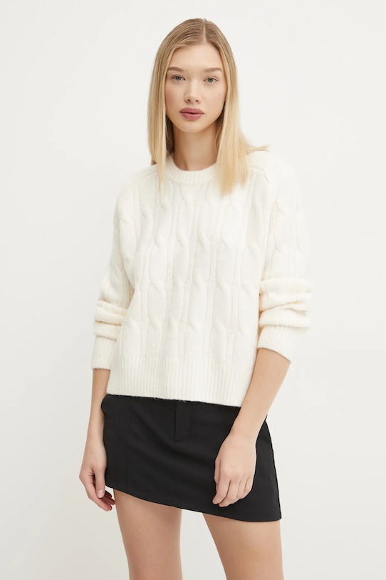 Sveter s prímesou vlny Abercrombie & Fitch s prímesou vlny béžová KI150.4457.178