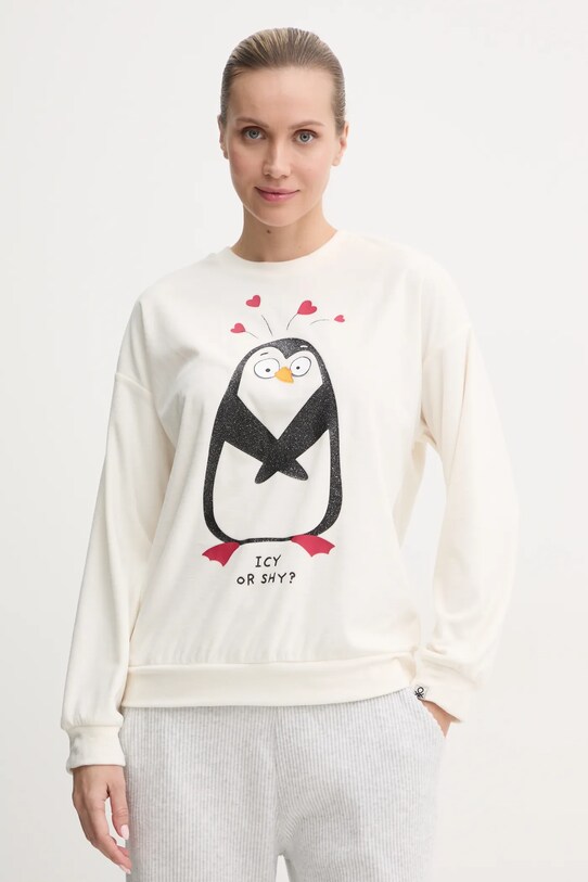 United Colors of Benetton bluză pijama munte bej 3PAE3M07J
