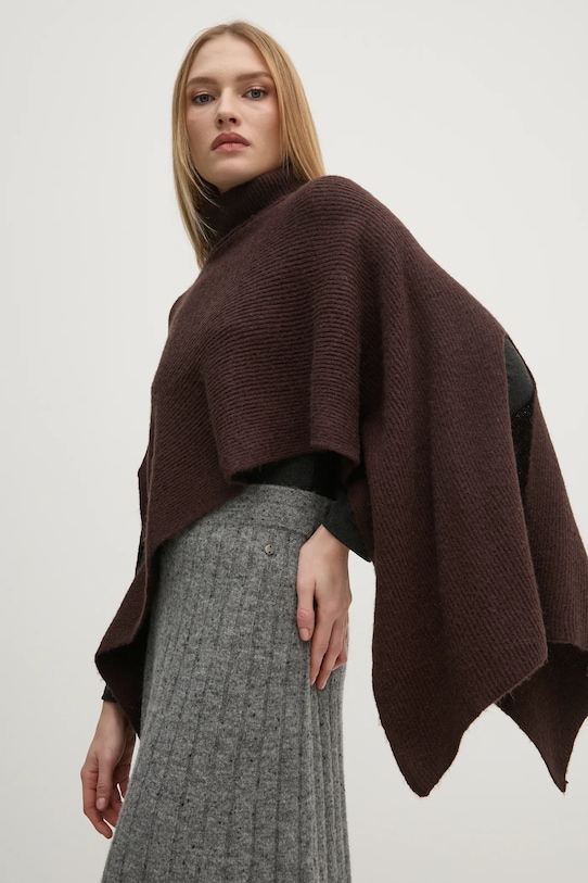Pedro del Hierro poncho medio spessore marrone 4968566