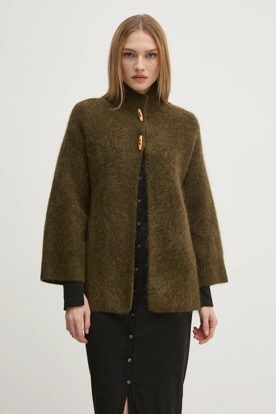 Hoss Intropia cardigan din lana uni verde 6318068
