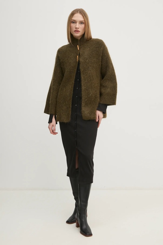 Hoss Intropia cardigan din lana 6318068 verde AW24