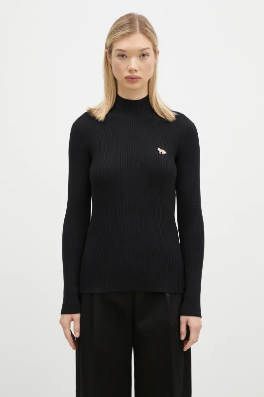 Шерстяной свитер Maison Kitsuné Baby Fox Patch шерсть чёрный NW00807KT1091