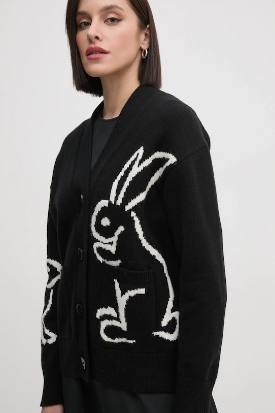 Sandro Ferrone cardigan din amestec de lana cu modele negru S138YBEPEDIR