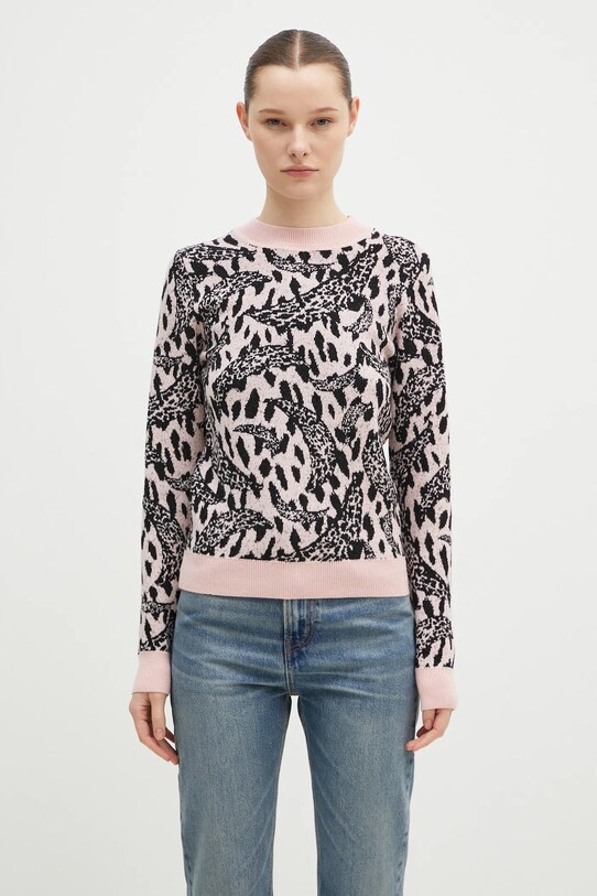 Svetr z vlněné směsi Fiorucci Pink Banimalier kulatý růžová W01FPKSW195KN03PN04