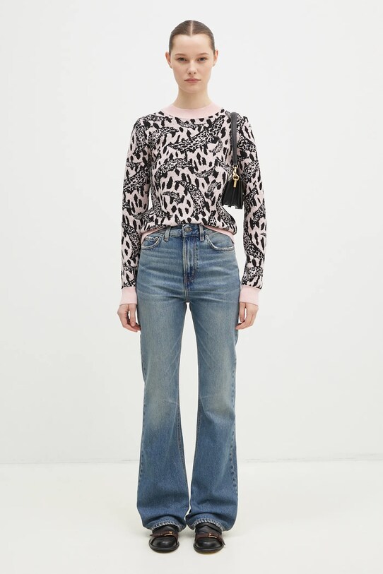 Fiorucci sweter z domieszką wełny Pink Banimalier W01FPKSW195KN03PN04 różowy