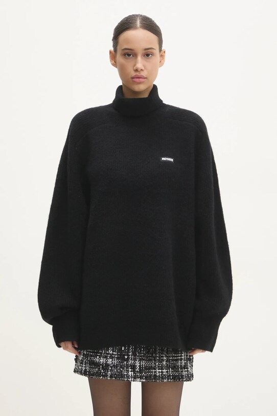 Вовняний светр Rotate Turtleneck аплікація чорний 113128100