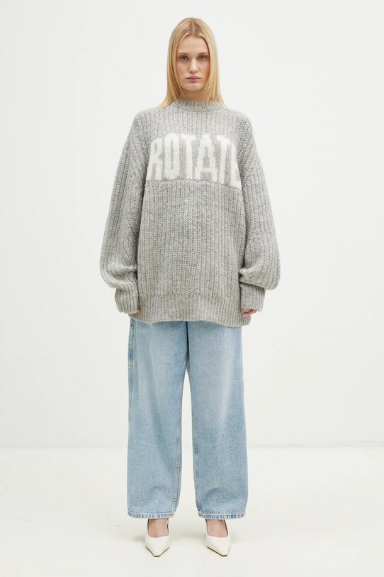 Вовняний светр Rotate Knitted Logo 1137491789 сірий