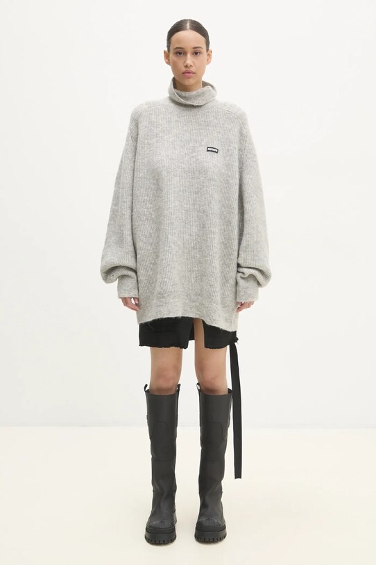 Vlnený sveter Rotate Turtleneck 113128039 sivá