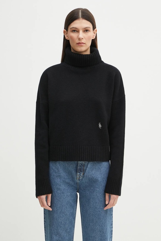 Sporty & Rich woolen jumper SRC Wool medium thickness black WS064514302BA01