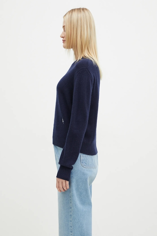 Sporty & Rich cashmere jumper SRC Wool Cashmere WS012506302BL32 navy AW24