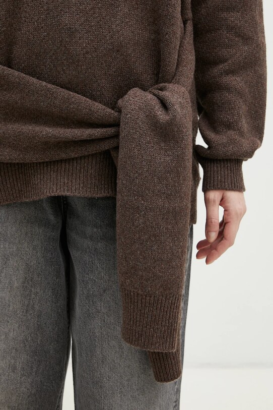 Свитер с примесью шерсти JW Anderson Draped Tie Front Jumper коричневый KW1263.YN0384.958