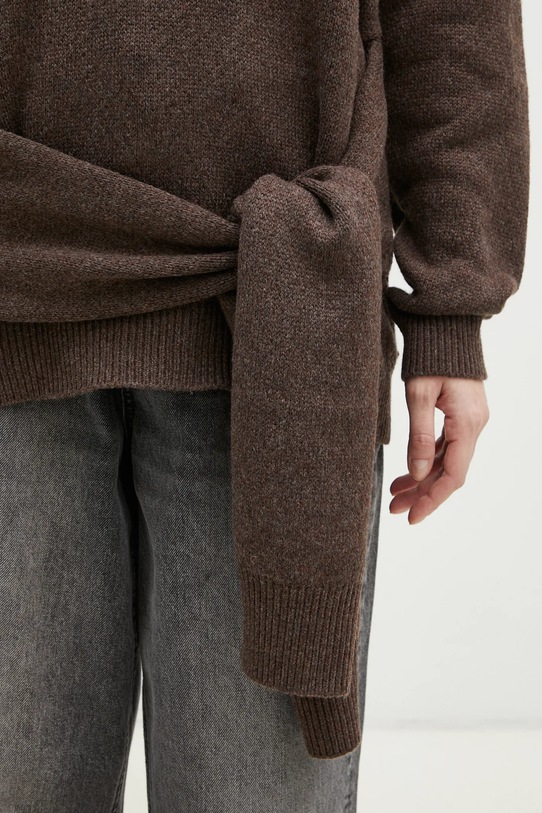 Πουλόβερ με προσθήκη μαλλιού JW Anderson Draped Tie Front Jumper καφέ KW1263.YN0384.958